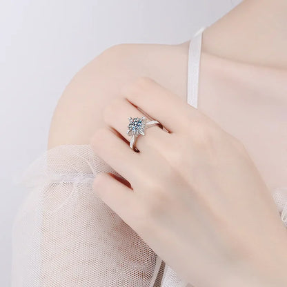 Women Wedding Band 18K White Gold Crown Rings VVS D Color 1CT Moissanite Diamond Girl Birthday Gift Lady Engagement Fine Jewelry