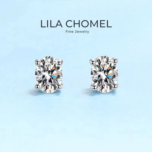 Valentine's Day PT950 Platinum Earplug Stud Earrings Girlfriend Engagement 0.5/1/2ct Oval Moissanite Diamond Women Birthday Gift