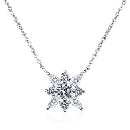 Luxury Temperame Platinum PT950 Necklace GRA Certified Moissanite Dcolor Diamond Snowflake Commuter Pendant Clavicle Chain ladys