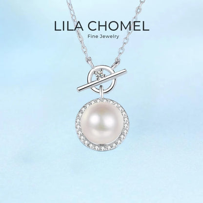 Valentine's Day PT950 Platinum Women Wedding 0.14CT Moissanite Diamond 8mm Pearl Natural Freshwater Pendant Girl Birthday Gift