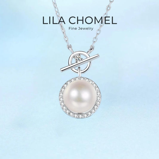 Valentine's Day PT950 Platinum Women Wedding 0.14CT Moissanite Diamond 8mm Pearl Natural Freshwater Pendant Girl Birthday Gift