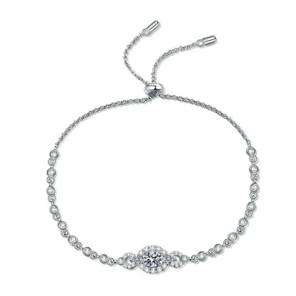 Engagement 18K White Gold Oval Bracelets Women's Birthday Gift Royal 0.5ct Moissanite Diamond Girl Wedding Fine Jewelry Daughter