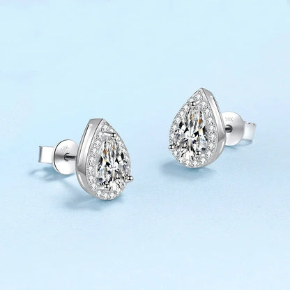 Girl Birthday Gift 18K White Gold Women Wedding Stud Earrings 1/2CT Moissanite Diamond PT950 Platinum Valentine's Day Jewelry