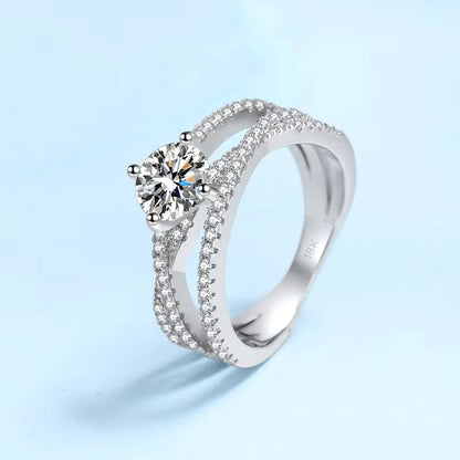 Fine Jewelry Cross Winding Band 18K White Gold Women Engagement Rings VVS1 D Color 1CT Moissanite Diamond Girl Birthday Gift ins