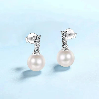 Earplug 18K White Gold Stud Earrings Girlfriend Birthday Gift Moissanite Diamond 0.23Carat Women Wedding Pearl Girl Fine Jewelry