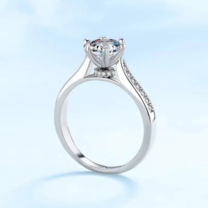 Aliança de casamento feminina em ouro branco 18K, 1 ct, moissanita, diamante, presente de aniversário para meninas, anéis PT950, platina, dia dos namorados