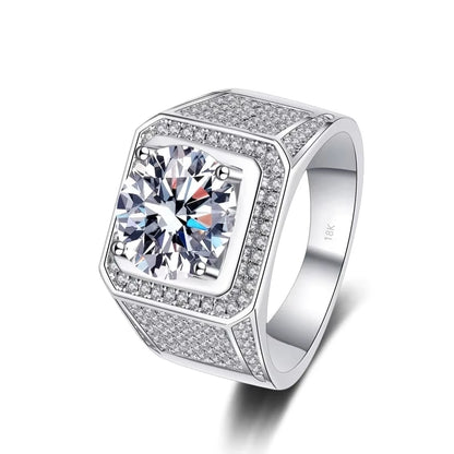 Engagement Men's 18K White Gold Wedding Band 5Carat Moissanite Diamond Men Rings Boyfriend Birthday Gift Husband Valentine's Day