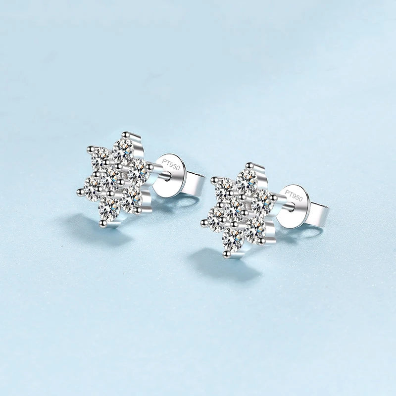GIRL Birthday Gift PT950 Platinum Stud Earrings Valentine's Day 1.4CT Moissanite Diamond Christmas Gift WOMEN WEDDING JEWELRY