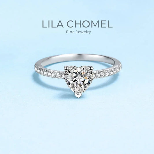Engagement Women 18K White Gold Wedding Band 1/2 Carat Heart Moissanite Diamond Girlfriend Birthday Gift Rings Valentine's Day