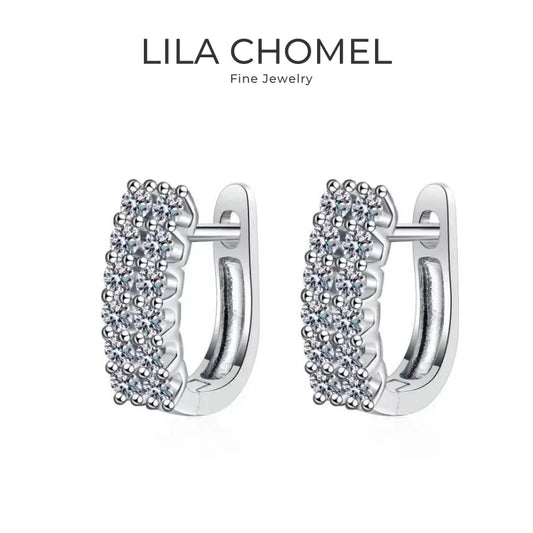 Women Valentine's Day 18K White Gold Wedding Hoop Earrings 0.72CT Moissanite Diamond Girl Birthday Gift PT950 Platinum Jewelry