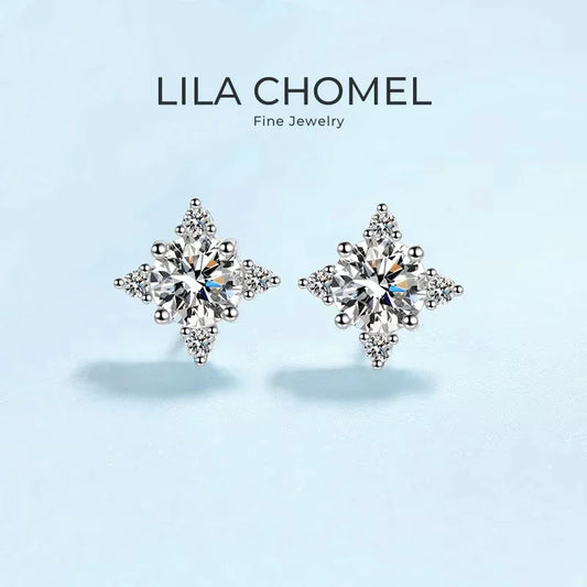Girl Valentine's Day PT950 Platinum Earplug Stud Earrings Women Engagement 0.5/1CT Moissanite Diamond Lady Wedding Fine Jewelry