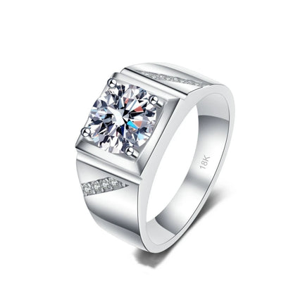 Valentine's Day PT950 Platinum Men Wedding Band 1/2CT Moissanite Diamond Engagement Boyfriend Birthday Gift 18K White Gold Rings