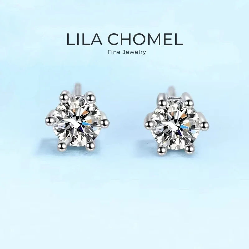 Girl Valentine's Day White Gold 18K Women Wedding Earplug Stud Earrings 0.3/0.5/1CT Moissanite Diamond Girlfriend Birthday Gift