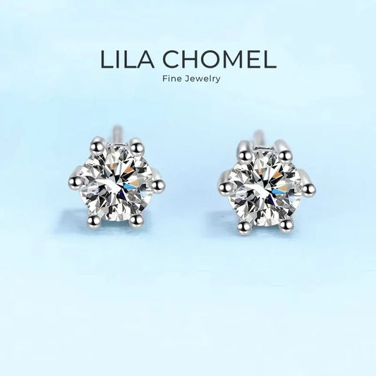 Girl Valentine's Day White Gold 18K Women Wedding Earplug Stud Earrings 0.3/0.5/1CT Moissanite Diamond Girlfriend Birthday Gift