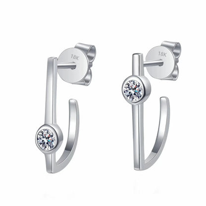 Brincos de orelha femininos, presente de aniversário para meninas, ouro branco 18K, joias finas para casamento, diamante moissanite 0,2CT, dia dos namorados