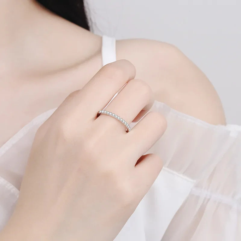 Engagement Women 18K White Gold Wedding Rings 0.57CT Moissanite Diamond Girl Birthday Gift Daughter PT950 Platinum Fine Jewelry