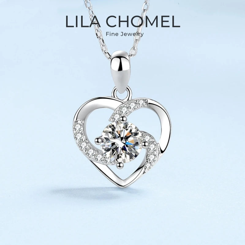 Girl Birthday Gift 18K White Gold Valentine's Day Necklaces 0.8CT Moissanite Diamond Pendant PT950 Women Wedding Fine Jewelry