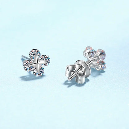 Lady Valentine's Day 18K White Gold Women Wedding Stud Earrings 0.8CT Moissanite Diamond PT950 Platinum Girl Birthday Gift Party