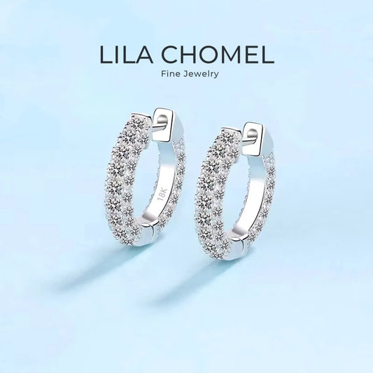 Women Birthday Gift 18K White Gold Hoop Earrings Daughter Engagement 1.92Carat VVS1 D Color Moissanite Diamond Girl Fine Jewelry