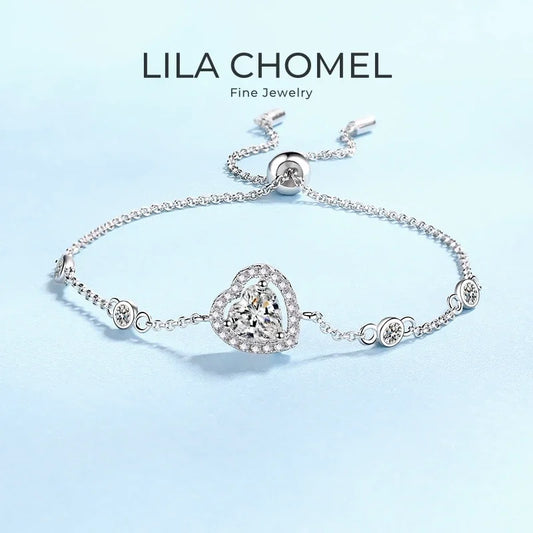 Girl Valentine's Day 18K White Gold Bracelets 1CT Moissanite Diamond Daughter Birthday Gift Women Platinum PT950 Fine Jewelry