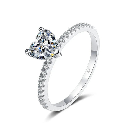 Engagement Women 18K White Gold Wedding Band 1/2 Carat Heart Moissanite Diamond Girlfriend Birthday Gift Rings Valentine's Day