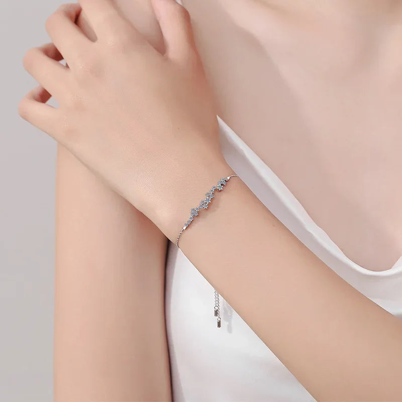Pulseiras femininas de ouro branco 18K para o Dia dos Namorados, 0,58 ct, diamante moissanita, presente de aniversário para filha, joias finas de platina PT950