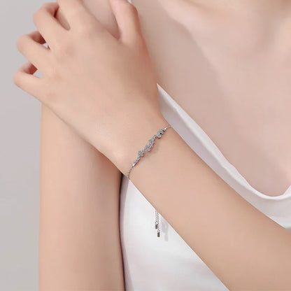 Pulseiras femininas de ouro branco 18K para o Dia dos Namorados, 0,58 ct, diamante moissanita, presente de aniversário para filha, joias finas de platina PT950
