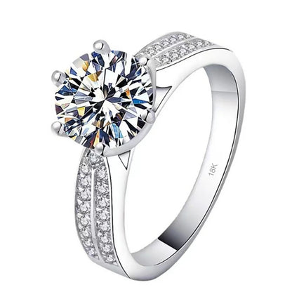 Girl Valentine's Day 18K White Gold Birthday Gift Rings 0.5/1/2/3CT Moissanite Diamond Women Wedding Band PT950 Platinum Jewelry