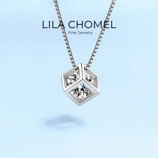 Girl Wedding Necklaces PT950 Platinum Engagement Moissanite Diamond 0.5/1CT Square Pendant Valentine's Day Women Birthday Gift