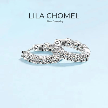 Brincos de argola de ouro branco 18K para casamento, joias finas para noivado, para meninas, diamante moissanite de 1,8 quilates, presente de aniversário para namorada