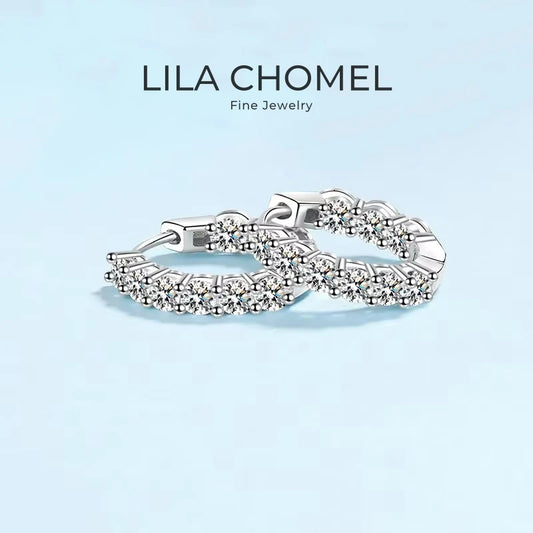 Wedding 18K White Gold Hoop Earrings for Women Engagement Fine Jewelry Girl 1.8Carat Moissanite Diamond Girlfriend Birthday Gift