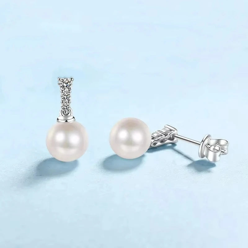 Earplug 18K White Gold Stud Earrings Girlfriend Birthday Gift Moissanite Diamond 0.23Carat Women Wedding Pearl Girl Fine Jewelry