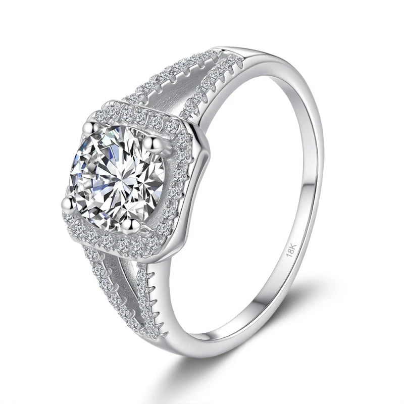 Girl Valentine's Day 18K White Gold Birthday Gift Rings 1CT Moissanite Diamond Women Engagement PT950 Platinum Lady Wedding Band