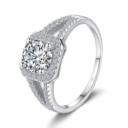 Girl Valentine's Day 18K White Gold Birthday Gift Rings 1CT Moissanite Diamond Women Engagement PT950 Platinum Lady Wedding Band