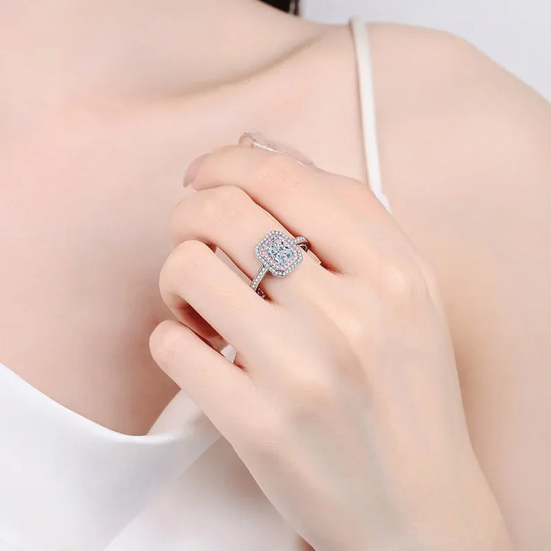Engagement PT950 Platinum Women Wedding Bands 1CT Moissanite Diamond Girlfriend Valentine's Day Rings Birthday Gift Fine Jewelry