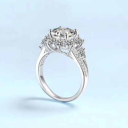 Women Valentine's Day 18K White Gold Birthday Gift Rings 3CT Moissanite Diamond Girl Romantic PT950 Platinum Wedding Band Party
