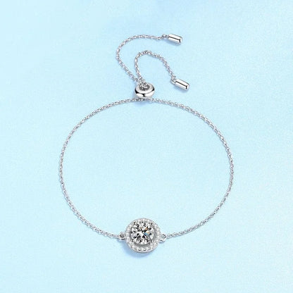 Daughter Birthday Gift 18K White Gold Bracelets Women Wedding 1CT Moissanite Diamond PT950 Platinum Girlfriend Valentine's Day