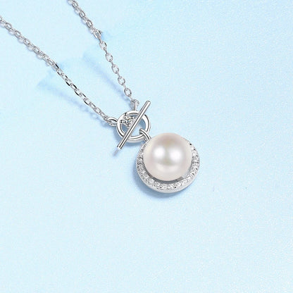 Valentine's Day PT950 Platinum Women Wedding 0.14CT Moissanite Diamond 8mm Pearl Natural Freshwater Pendant Girl Birthday Gift