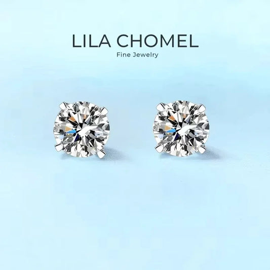Girl Birthday Gift 18K White Gold Engagement Stud Earrings 1/2CT Moissanite Diamond Wedding Fine Jewelry Women Valentine's Day