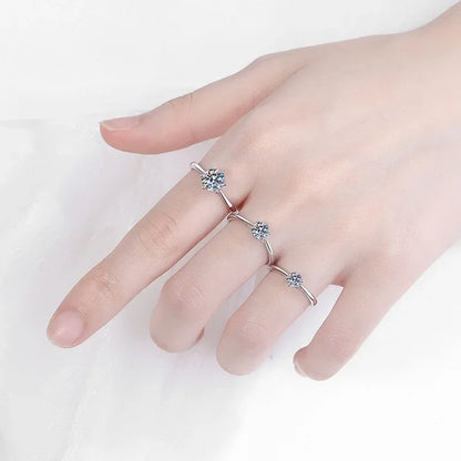 Women Engagement 18K White Gold Wedding Band 0.5/1/2CT VVS1 D Color Moissanite Diamond Girl Birthday Gift Rings Valentine's Day