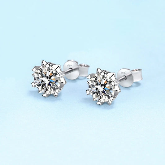 Wife Birthday Gift 18K White Gold Girl Stud Earrings 0.3/0.5/1/1.5/2CT Moissanite Diamond PT950 Platinum Women Valentine's Day