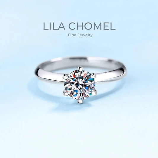 Fine Jewelry Birthday Gift 18K White Gold 1/2/3/5CT VVS1 D Color Moissanite Diamond Six-pronged Setting Wedding Bands for Women