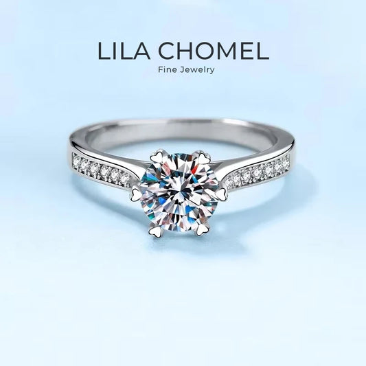 Women Engagement 18K White Gold Wedding Band 1CT Moissanite Diamond Girl Birthday Gift Rings PT950 Platinum Lady Valentine's Day