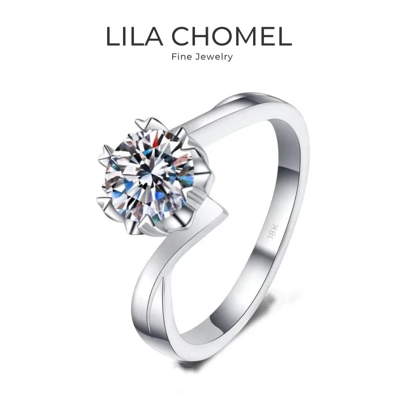 Women Wedding Band 18K White Gold Engagement Rings 0.5/1/2CT Moissanite Diamond Girl Friend Birthday Gift PT950 Platinum Jewelry