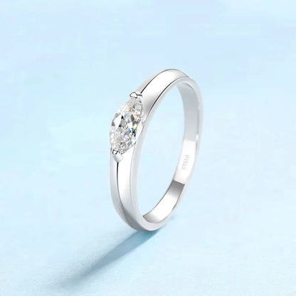Aliança de casamento feminina de platina PT950, presente de aniversário, moissanita, diamante 0,5 ct, filha, bar mitzvah, menina, dia dos namorados, anéis, joias