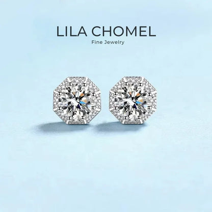 Daughter Birthday Gift 18K White Gold Stud Earrings Girl Valentine's Day 1/2CT Moissanite Diamond Women Wedding Fine Jewelry INS
