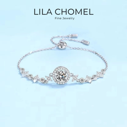 Daughter Birthday Gift 18K White Gold Bracelets Women Wedding 1CT Moissanite Diamond PT950 Platinum Girlfriend Valentine's Day