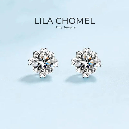 Women Engagement 18K White Gold Wedding Screw Stud Earrings 0.5/1CT VVS1 D Color Moissanite Diamond Girl Birthday Gift Daughter