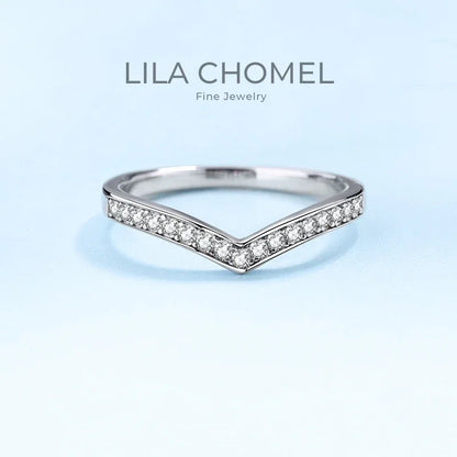 WOMEN Engagement Rings 18K White Gold Lady Wedding Band Moissanite Diamond 0.14CT Girl Valentine's Day Daughter Adult's Day Gift