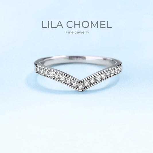 WOMEN Engagement Rings 18K White Gold Lady Wedding Band Moissanite Diamond 0.14CT Girl Valentine's Day Daughter Adult's Day Gift